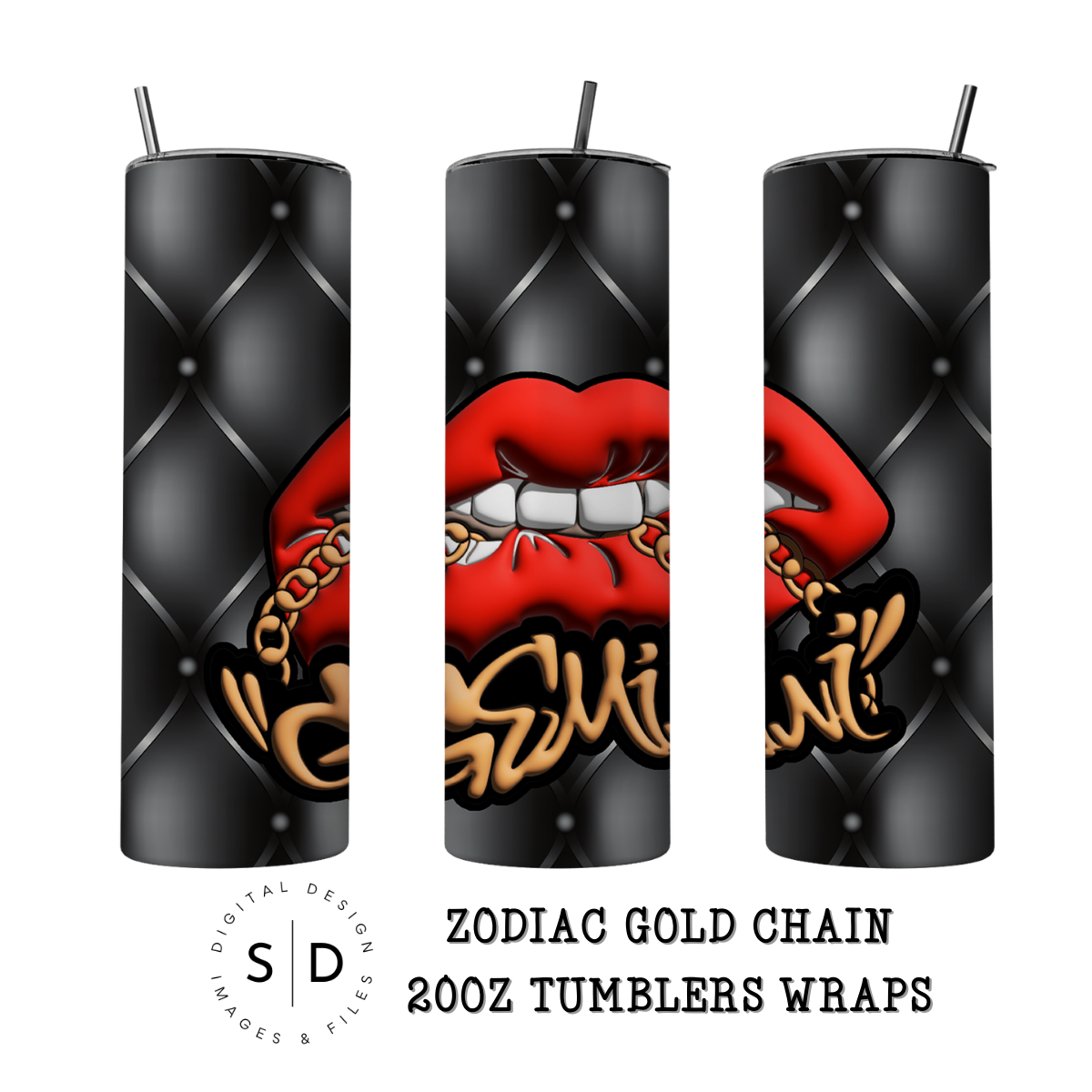 3D Gold Chain Zodiac Tumbler Wrap Bundle