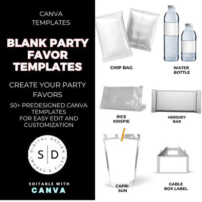 Canva Template Party Favors Bundle - Create Your Unique Event Favors!