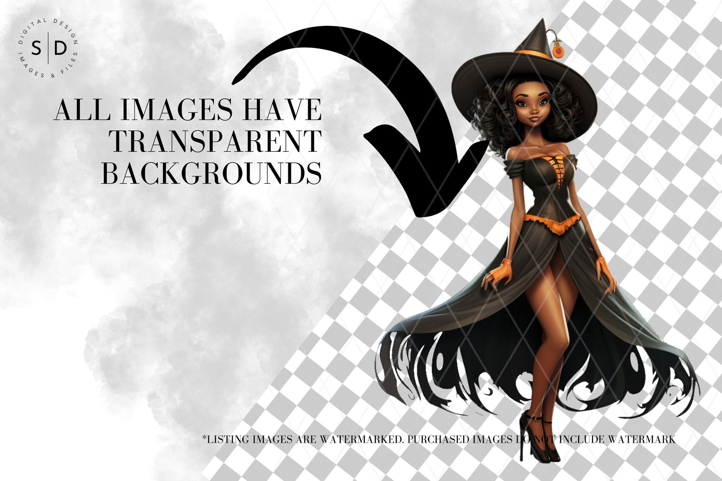 Black Witch Clip Art Bundle (32 Images)