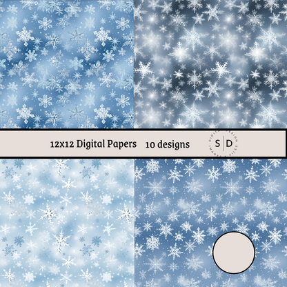 Christmas Snowflake Vol 1 Blue Seamless Digital Papers