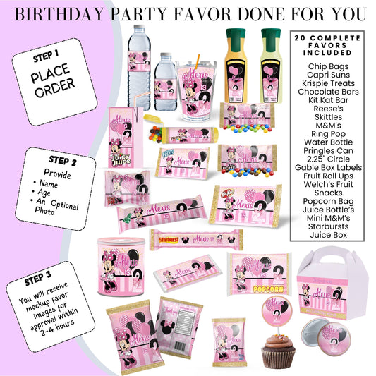 Pink Mouse Birthday Party Favors DFY