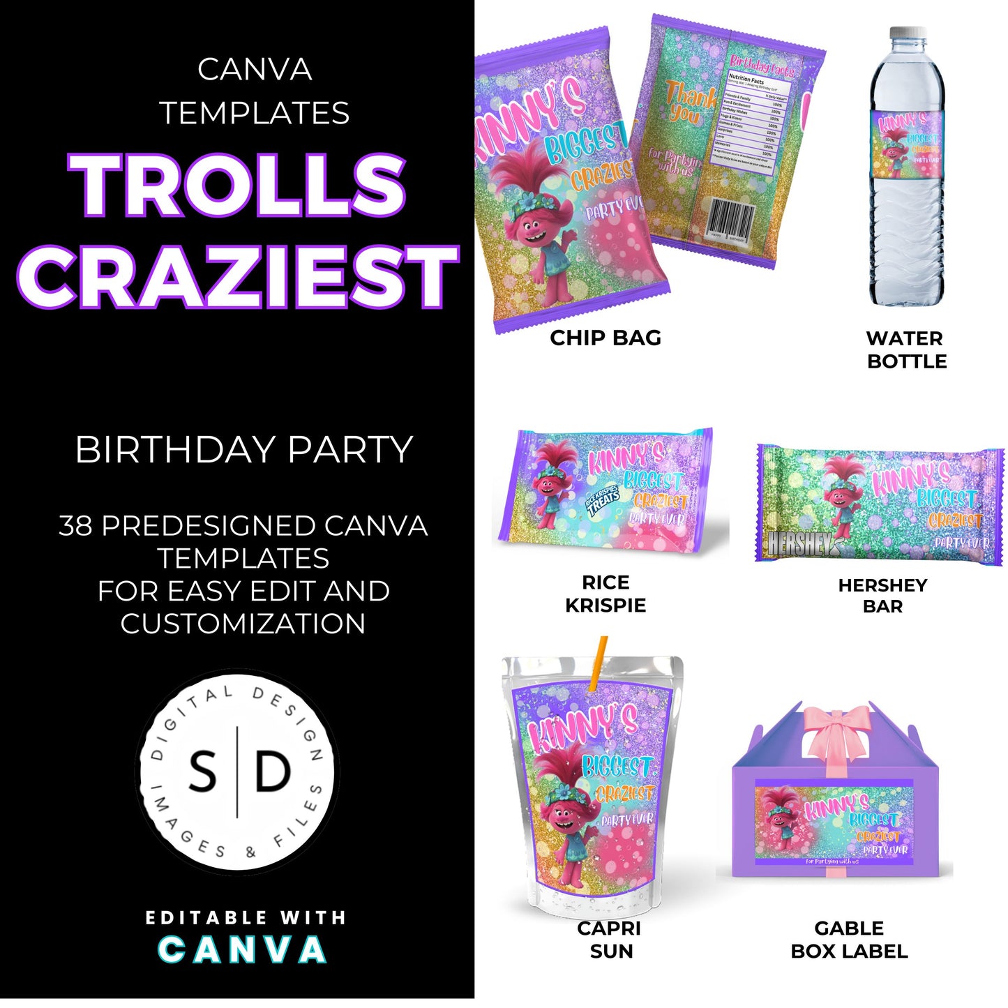 Trolls Craziest Party Favor Templates Bundle