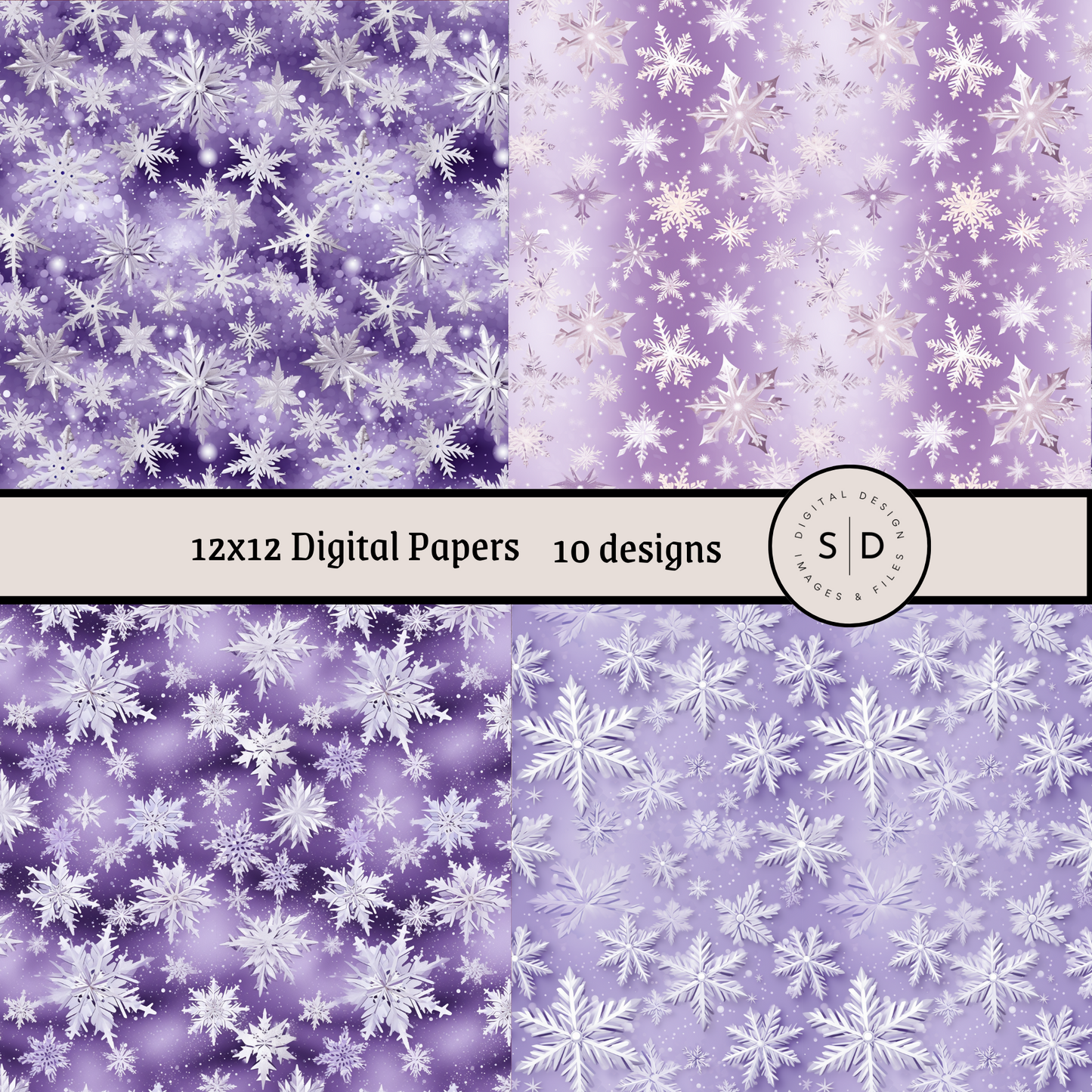 Christmas Snowflake Vol 2 Purple Seamless Digital Papers