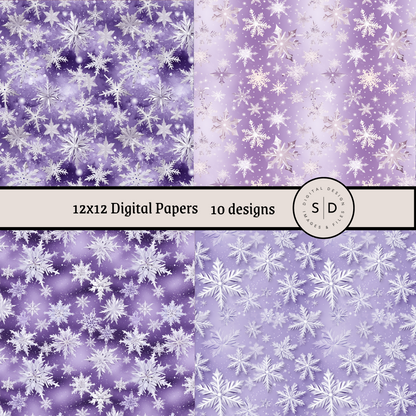 Christmas Snowflake Vol 2 Purple Seamless Digital Papers