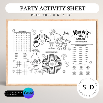 Trolls Party Activity Sheet