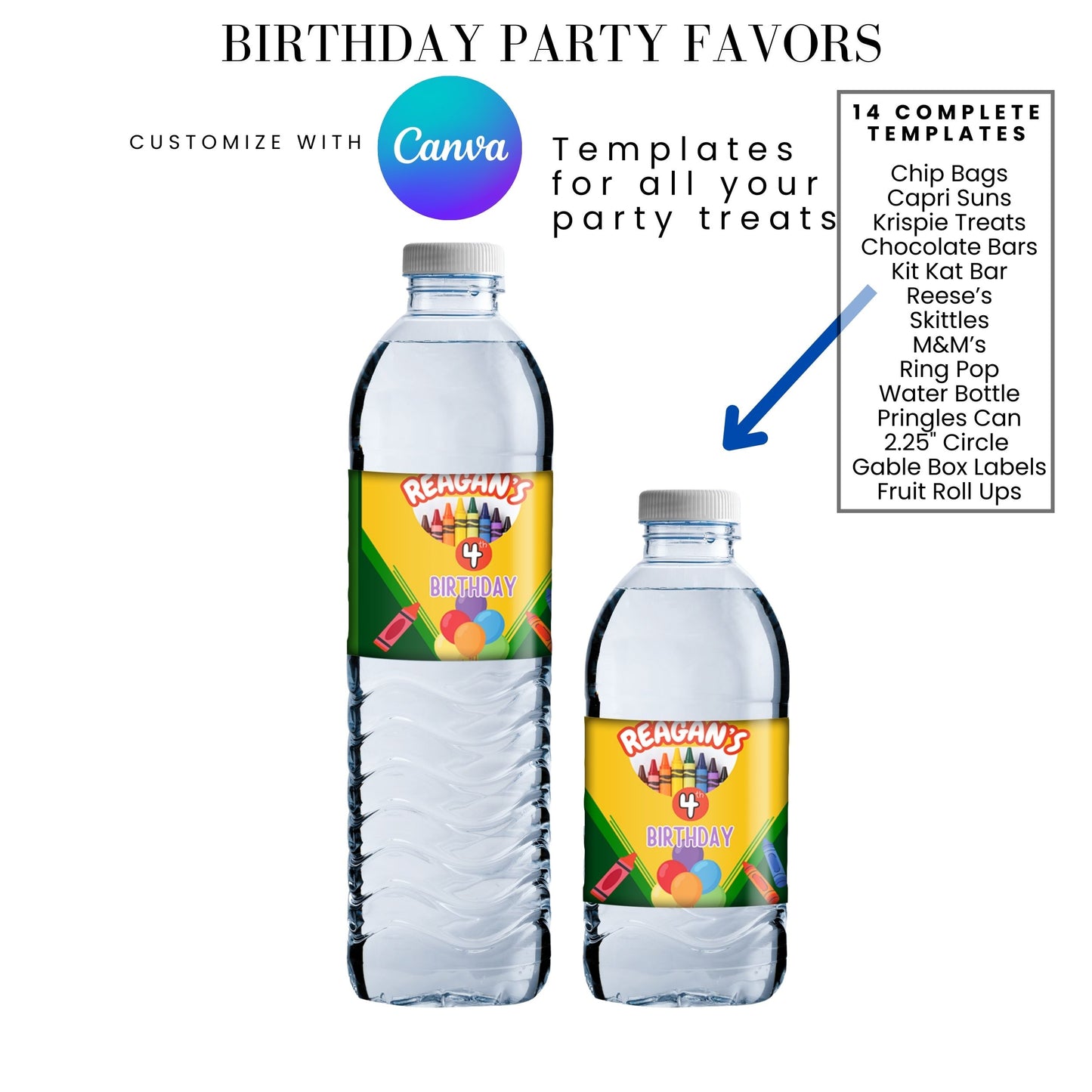 Crayon Birthday Party Favor Templates Bundle