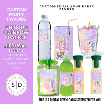 Unicorn Rainbow Sparkle Party Favors DFY