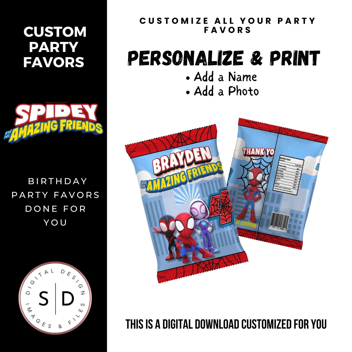 Spidey & Friends Birthday Party Favors DFY