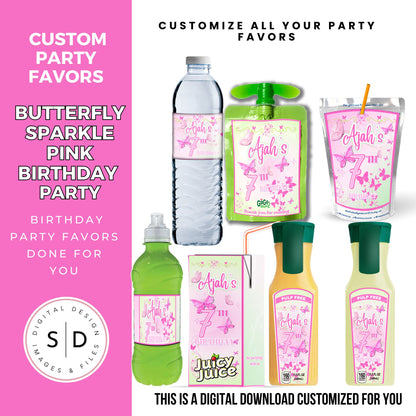 Butterfly Sparkle Pink Birthday Party Favors DFY