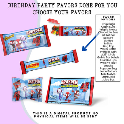 Spidey & Friends Birthday Party Favors DFY