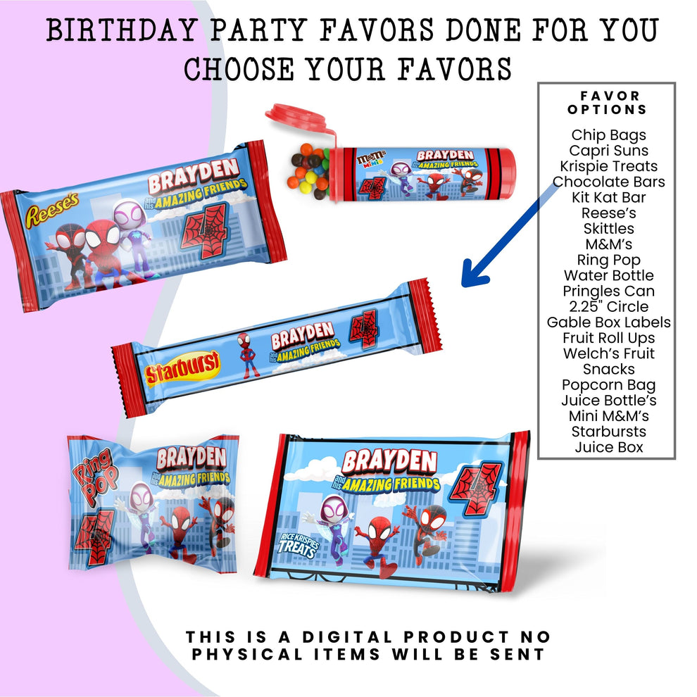Spidey & Friends Birthday Party Favors DFY Stockpile Digital