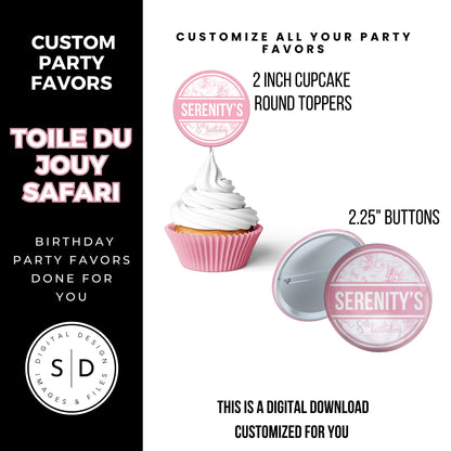 Toile du Jouy Safari Party Printable Favor Designs DFY