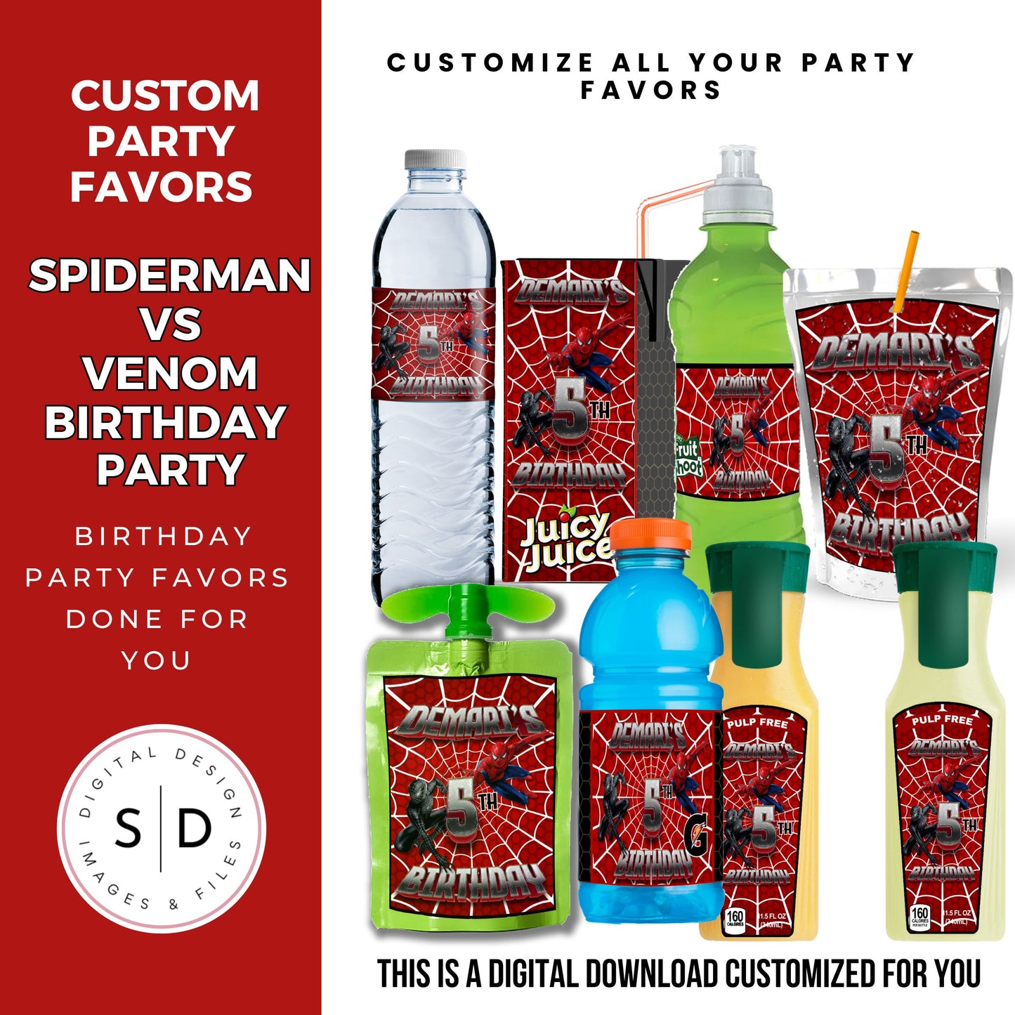 Spiderman Vs Venom Party Favors DFY