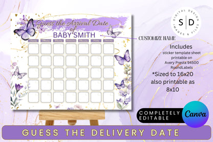 Purple Watercolor Butterfly Baby Shower Bundle