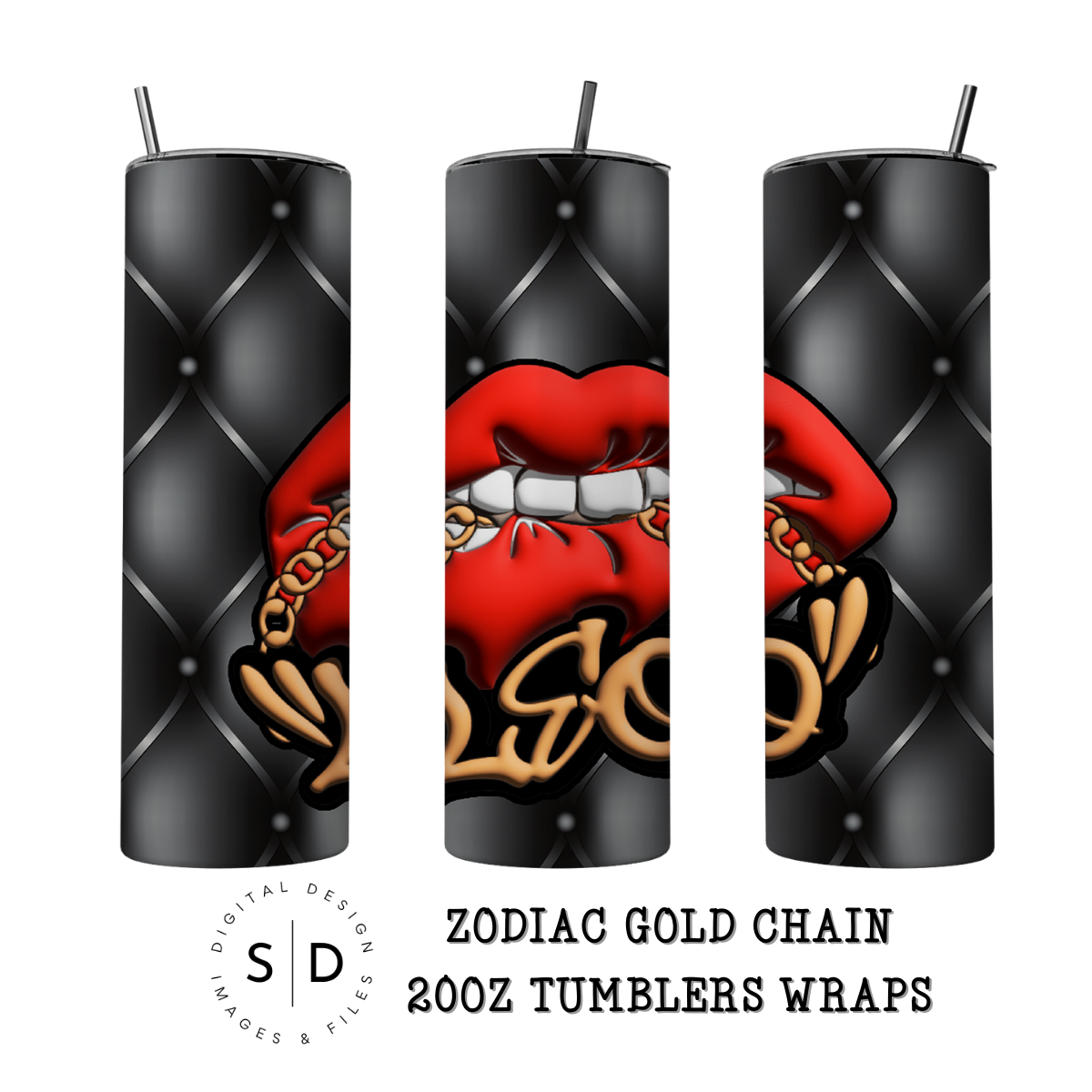 3D Gold Chain Zodiac Tumbler Wrap Bundle