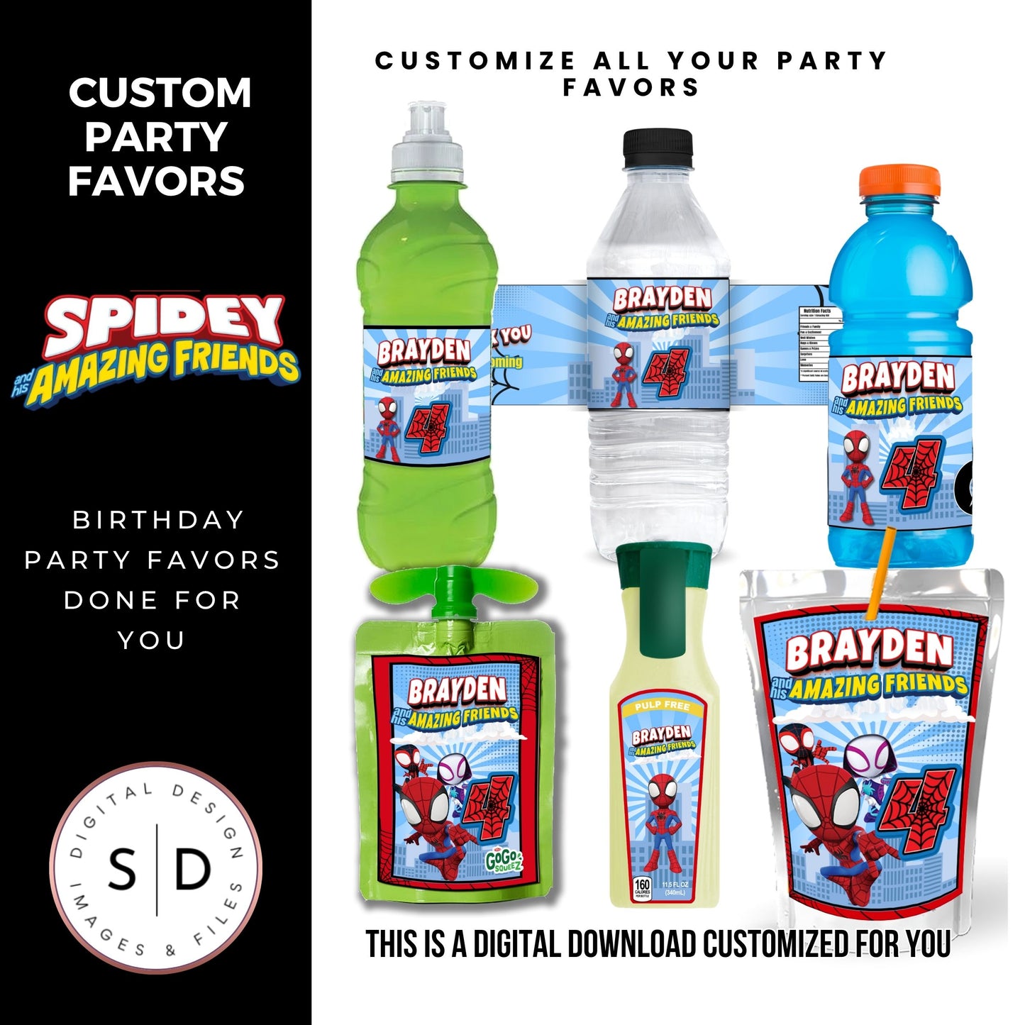 Spidey & Friends Birthday Party Favors DFY