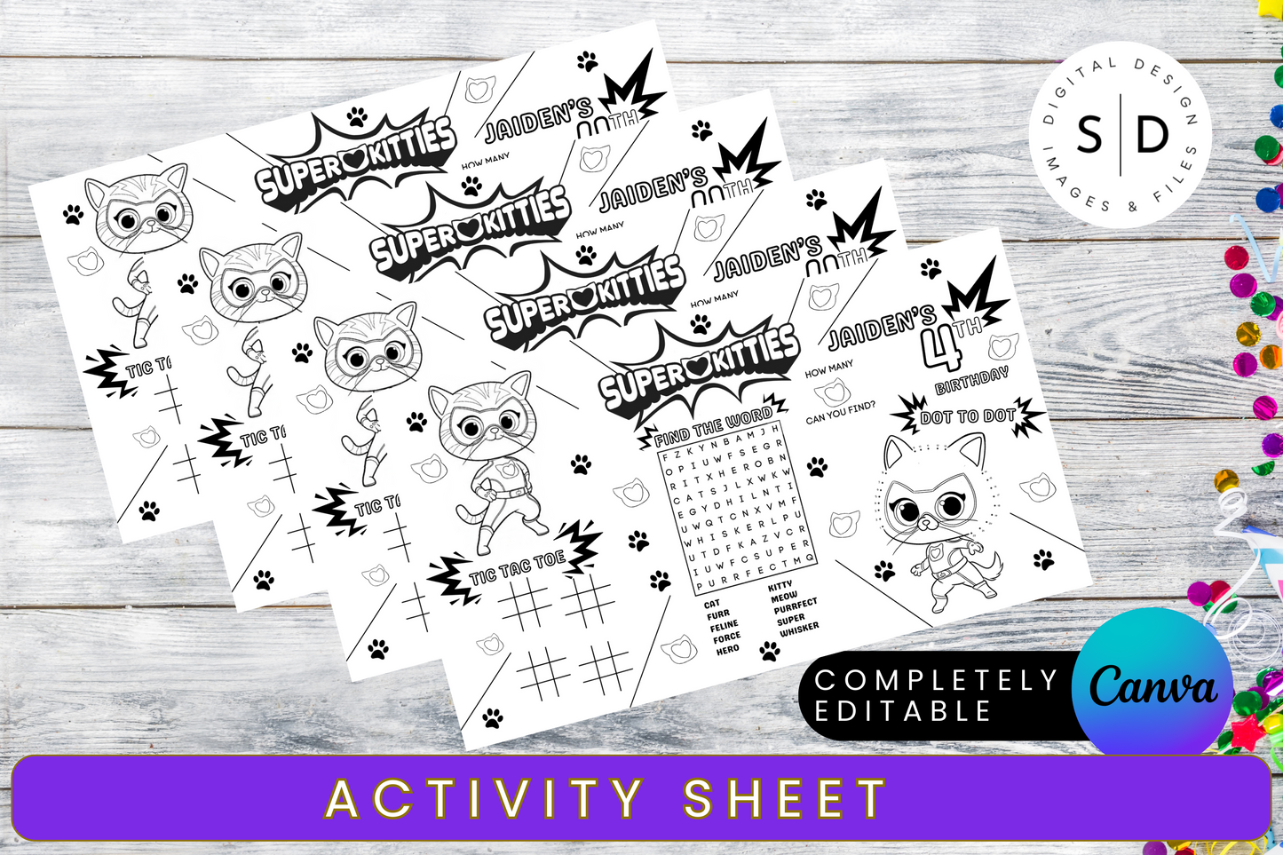 Super Kitties Birthday Complete Party Templates Bundle