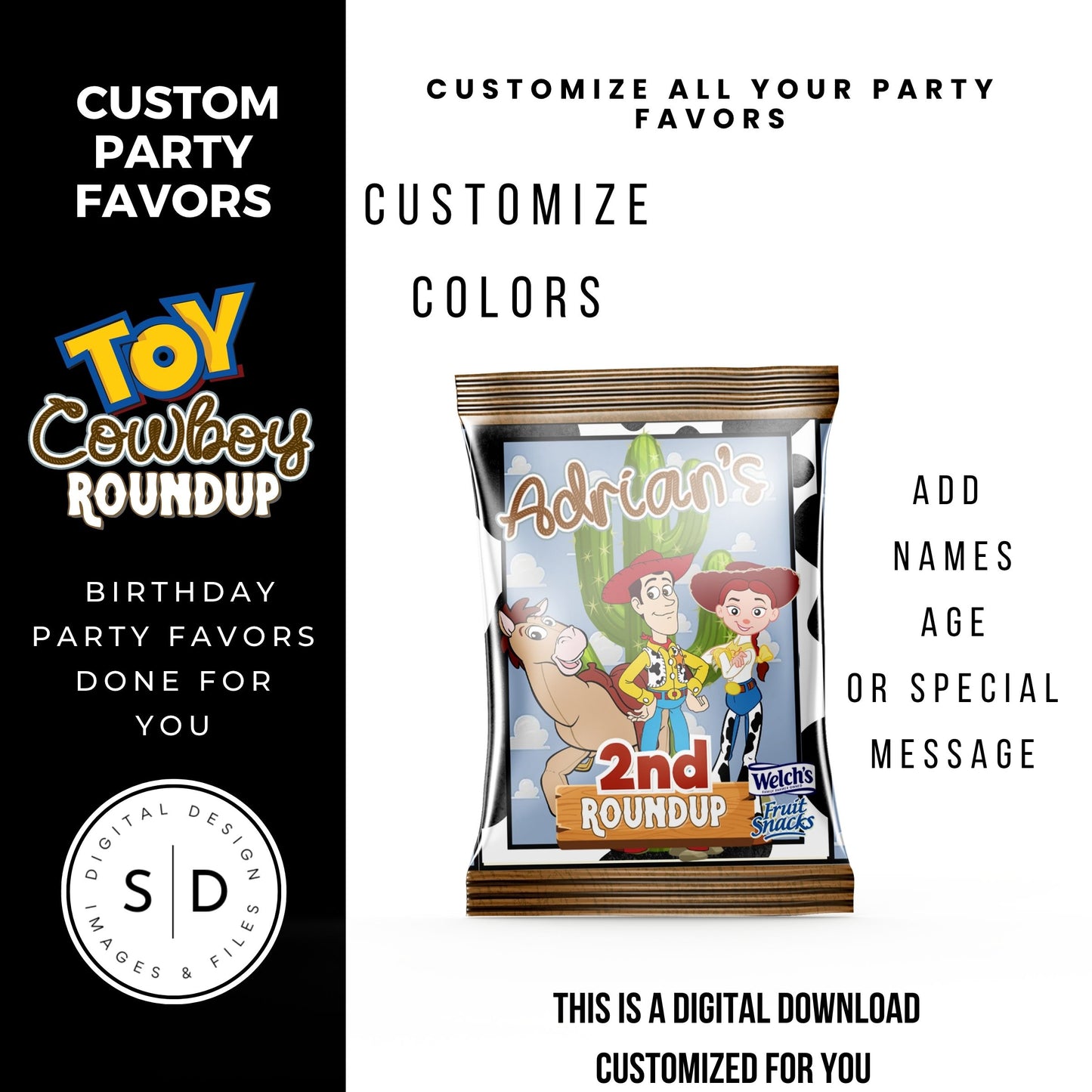 Toy Cowboy Roundup Digital Party Favor DFY