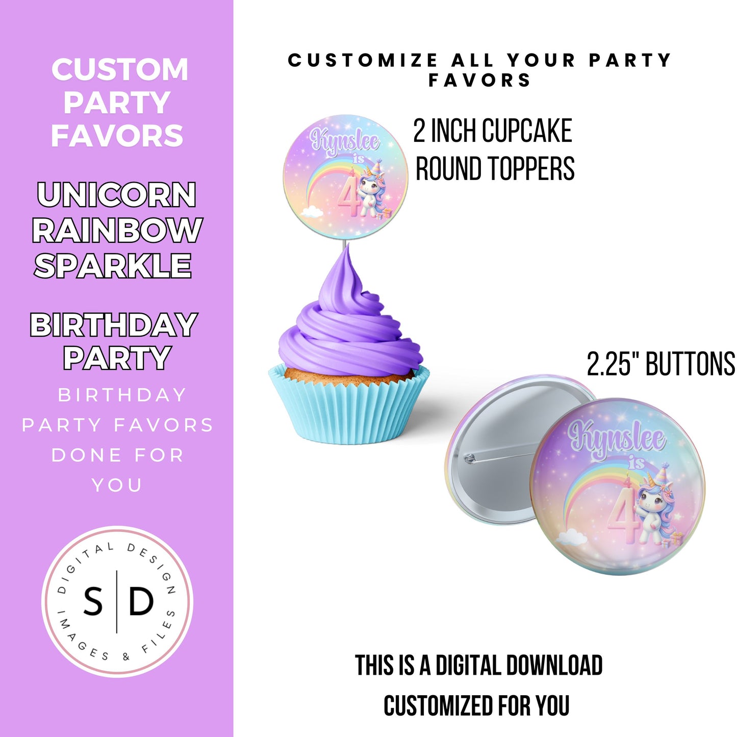 Unicorn Rainbow Sparkle Party Favors DFY