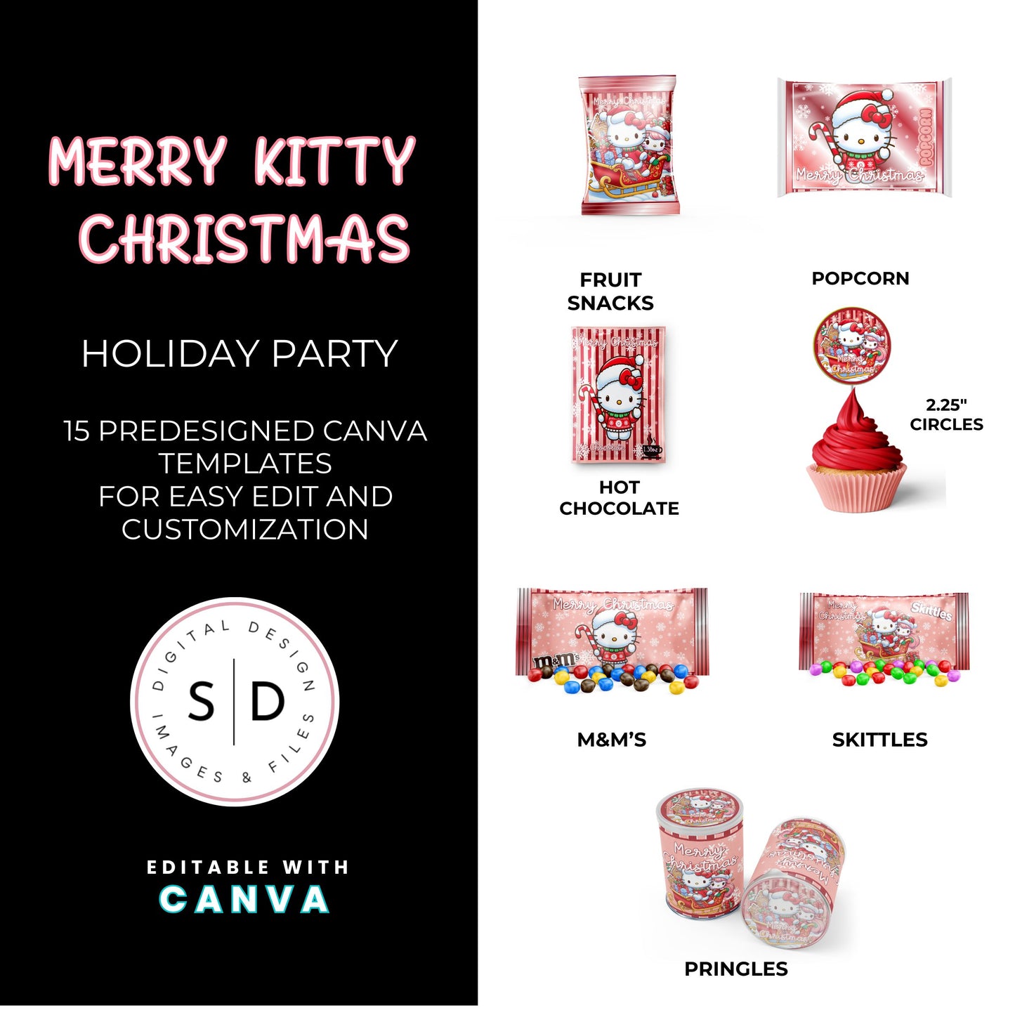 🎀✨ Merry Kitty Christmas Canva Template Bundle 🎄🐾