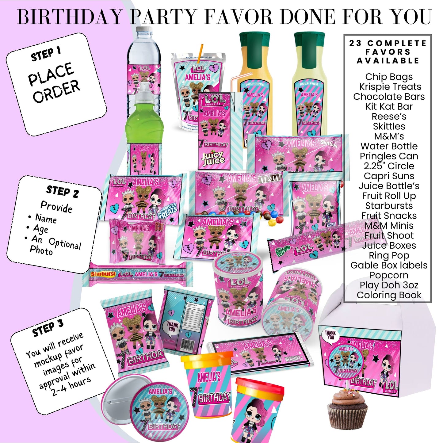 LOL Dolls Birthday Party Favors DFY