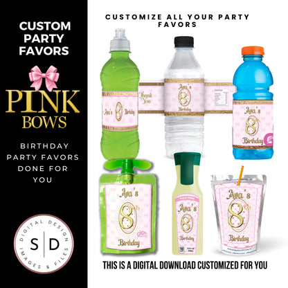 Pink Bow Party Printable Favor Designs DFY