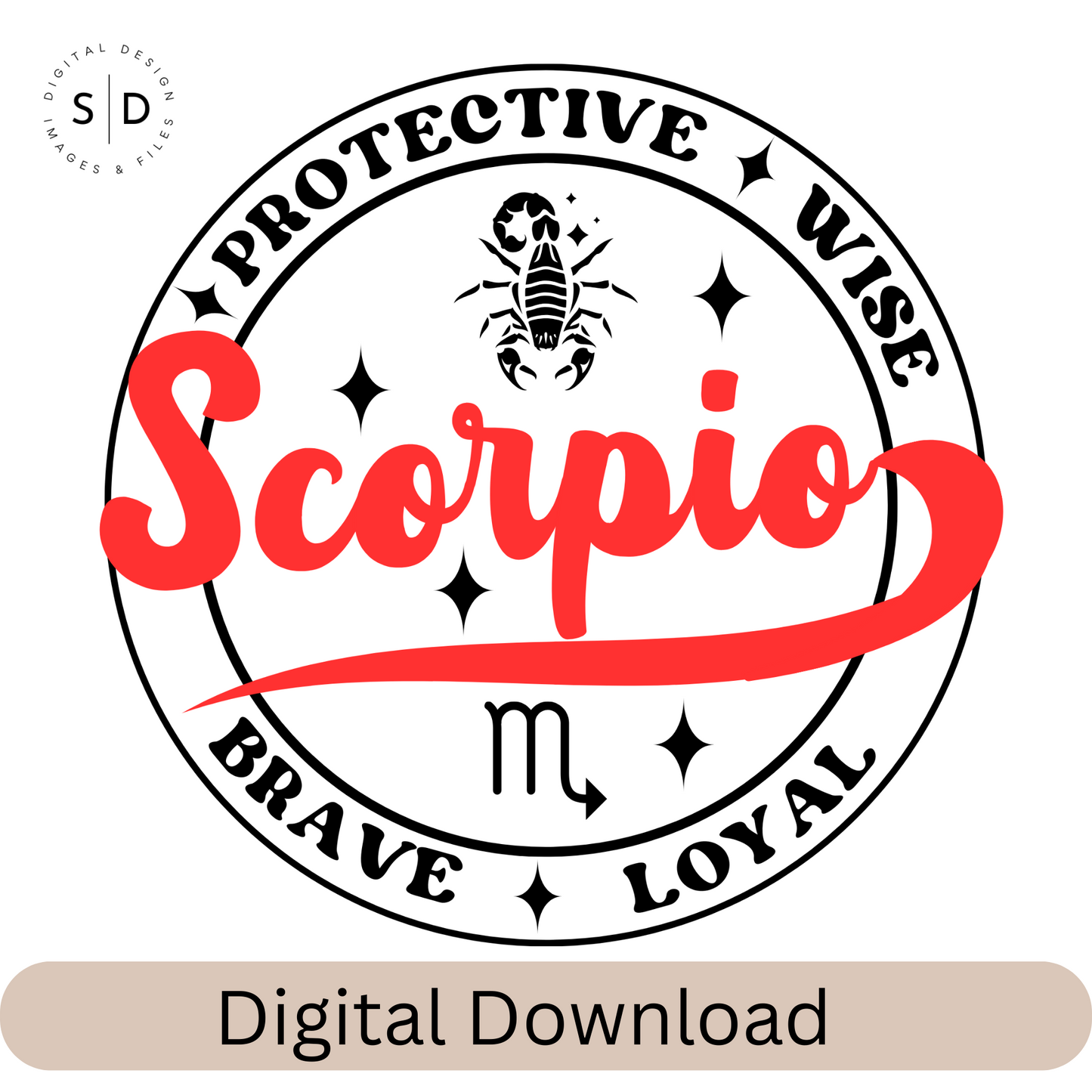 Scorpio Zodiac Sign Round Frame Retro SVG
