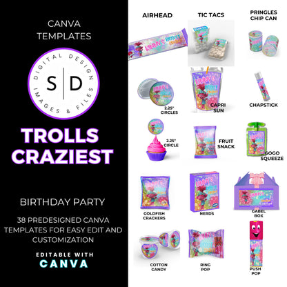 Trolls Craziest Party Favor Templates Bundle