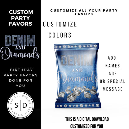 Denim & Diamonds Party Printable Favor Designs DFY