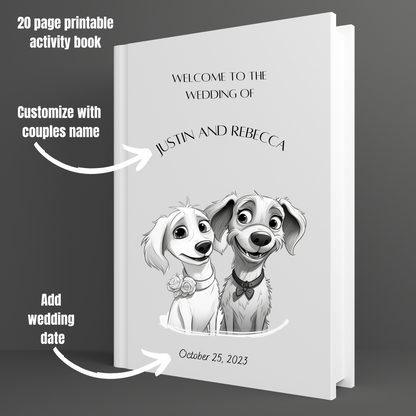 Kids Puppy Themed Wedding Activity Coloring book