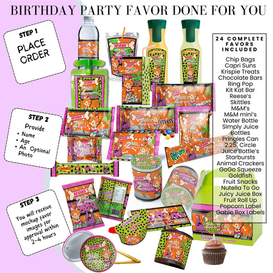 Pebbles & Dino Stone Age Birthday Party Favors DFY