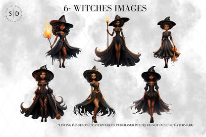 Black Witch Clip Art Bundle (32 Images)