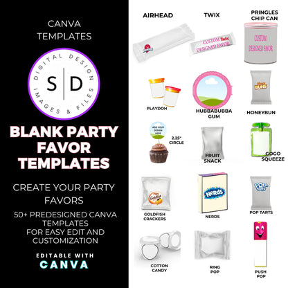 Canva Template Party Favors Bundle - Create Your Unique Event Favors!