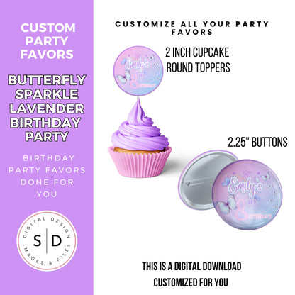 Butterfly Sparkle Lavender Birthday Party Favors DFY