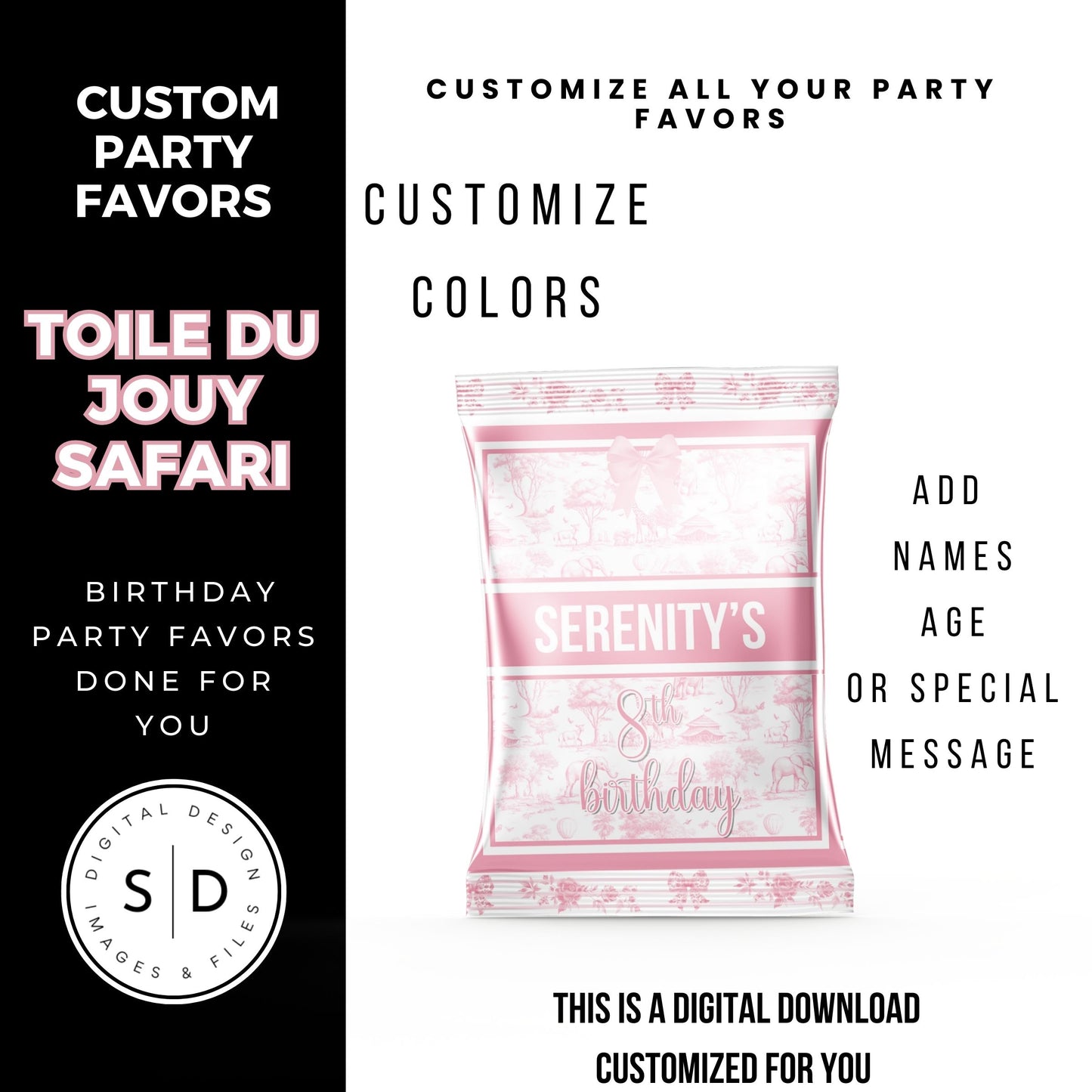 Toile du Jouy Safari Party Printable Favor Designs DFY