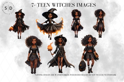 Black Witch Clip Art Bundle (32 Images)