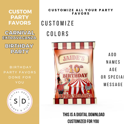 Carnival Extravaganza Birthday Party Favors DFY