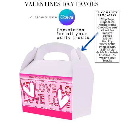 LOVE Valentines Party Favors Templates Bundle