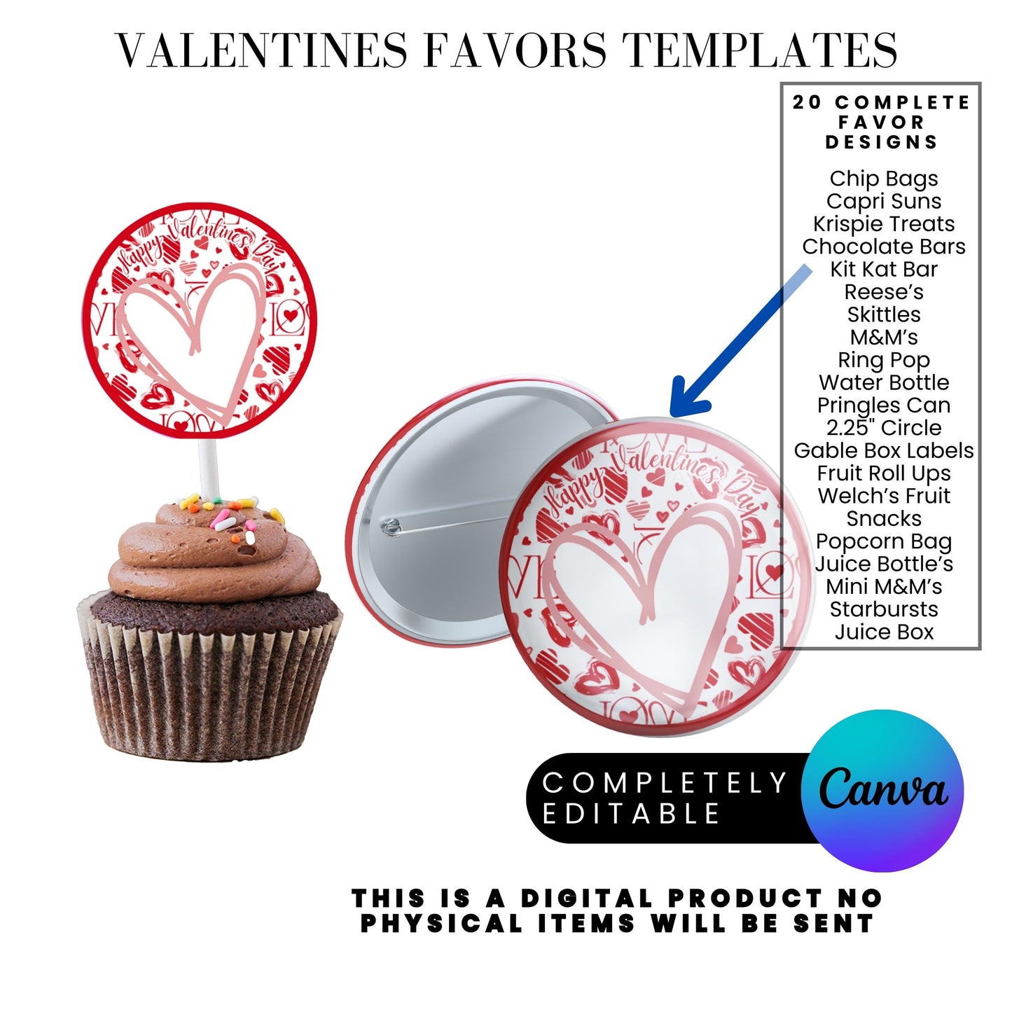 Hearts Valentines Party Favors Templates Bundle