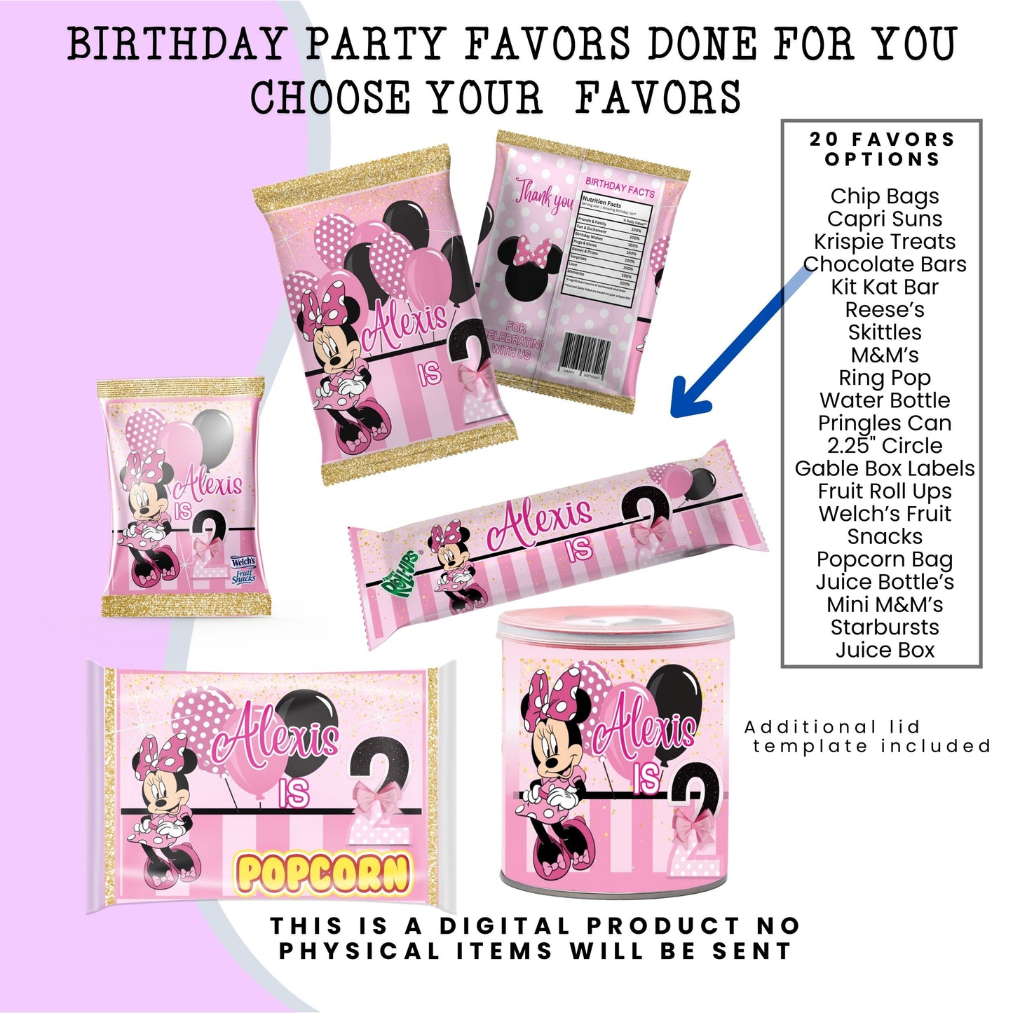 Pink Mouse Birthday Party Favors DFY