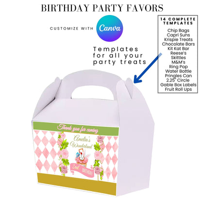 Alice In Wonderland Birthday Party Favor Templates Bundle