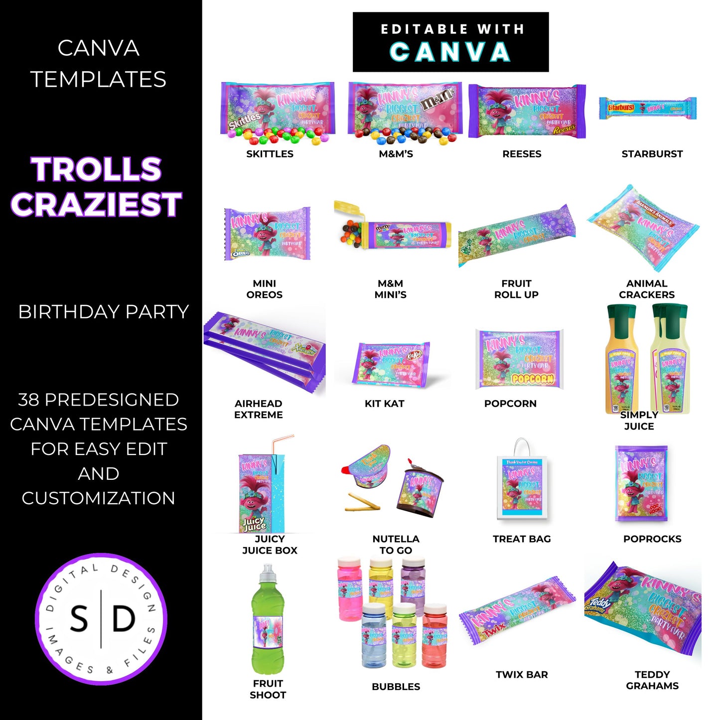 Trolls Craziest Party Favor Templates Bundle