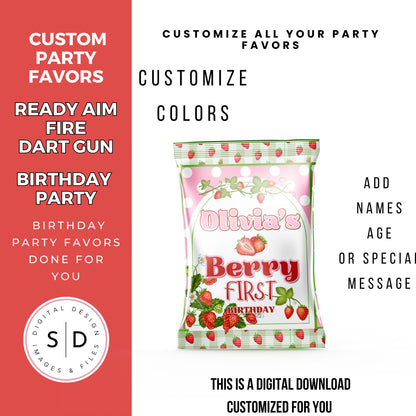 Berry First Strawberry Birthday Party Favors DFY