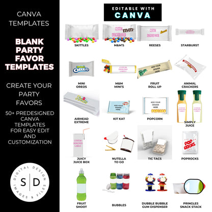 Canva Template Party Favors Bundle - Create Your Unique Event Favors!