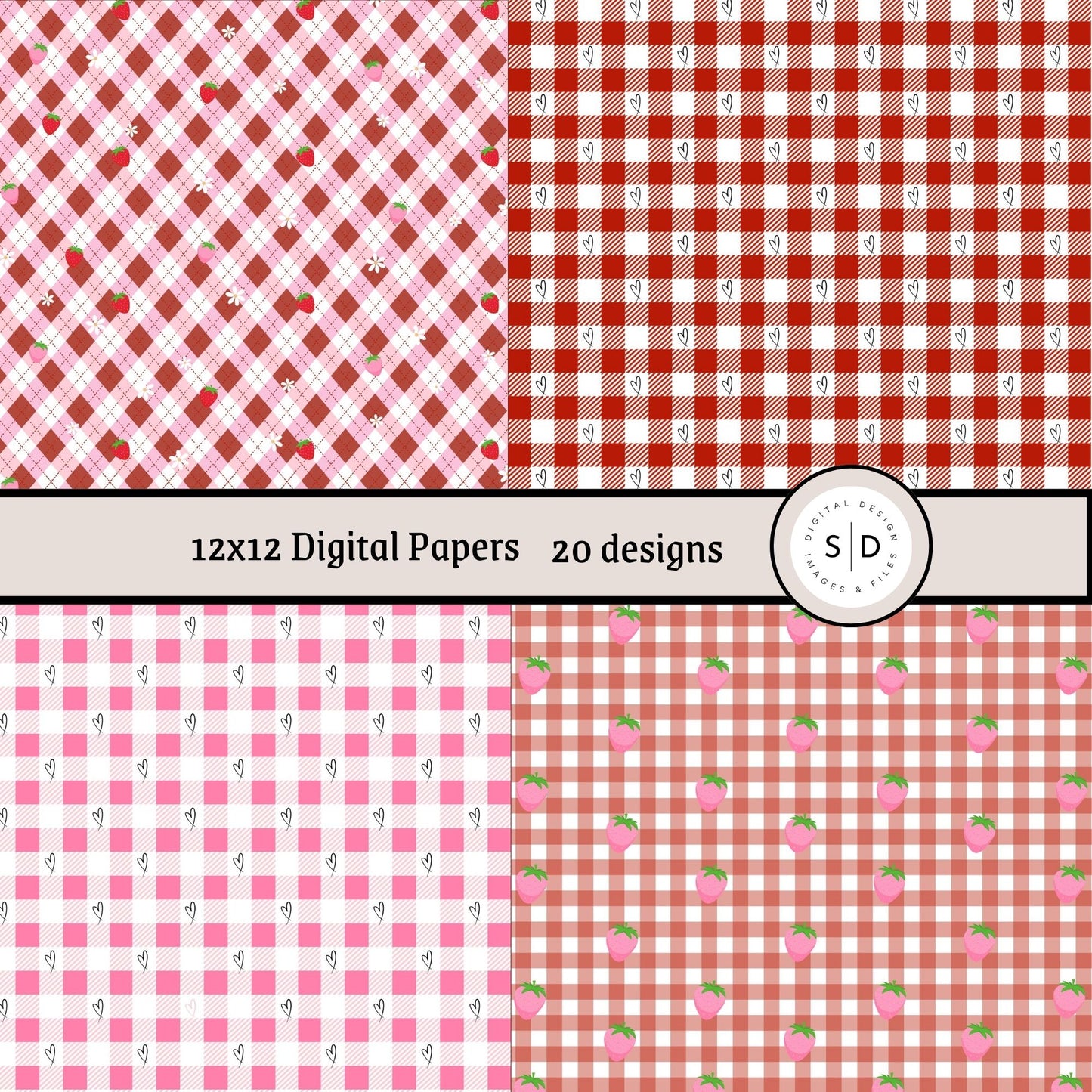 Hearts & Berries Seamless Digital Papers