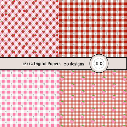 Hearts & Berries Seamless Digital Papers