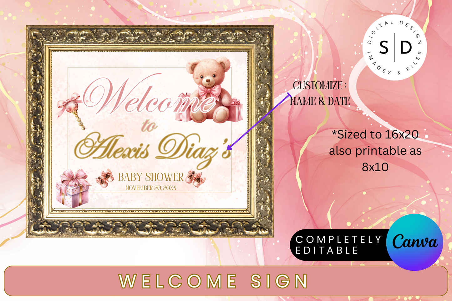 Blush Pink Baby Girl Watercolor Baby Shower Bundle