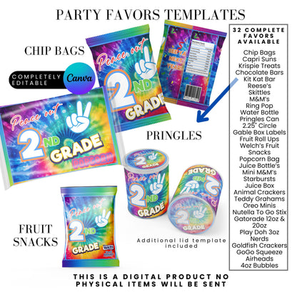 End of School Year Tie Dye Treat Wrapper Canva Templates Bundle