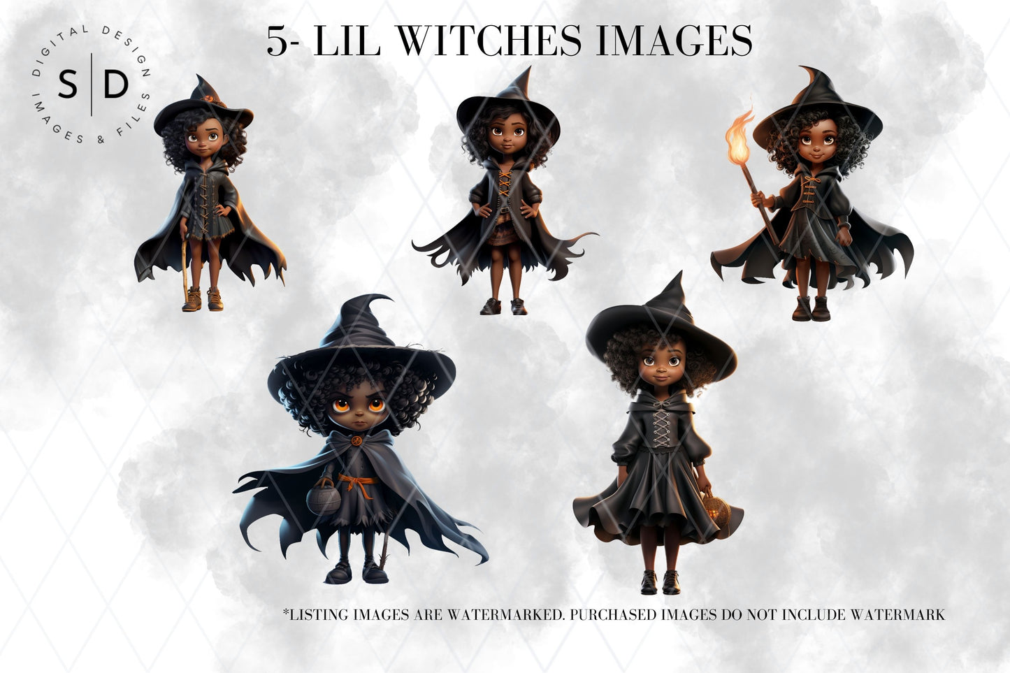 Black Witch Clip Art Bundle (32 Images)