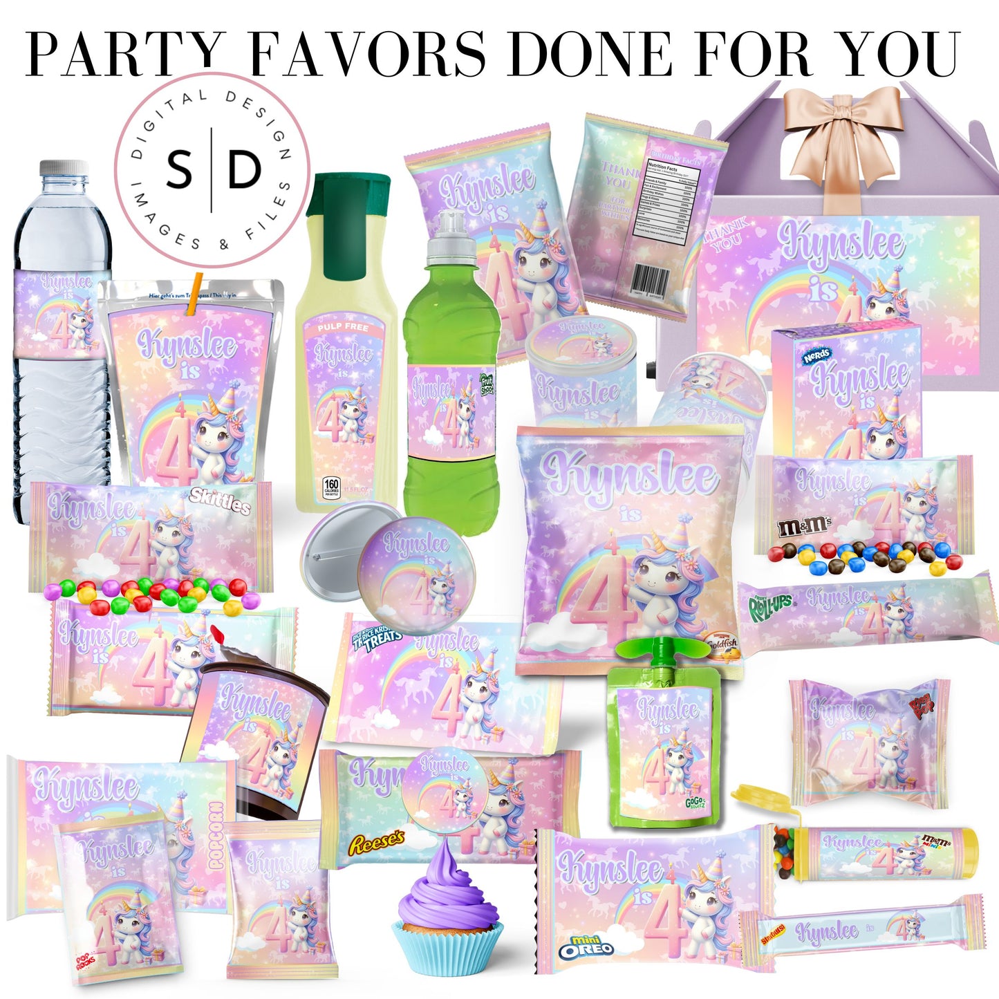 Unicorn Rainbow Sparkle Party Favors DFY